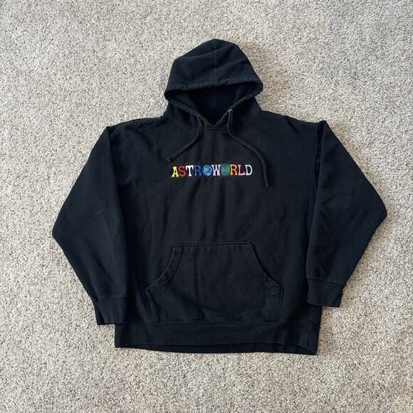 Travis Scott Astroworld Embroidered Black Hoodie Wish You Were Here Tour XL - Picture 1 of 5